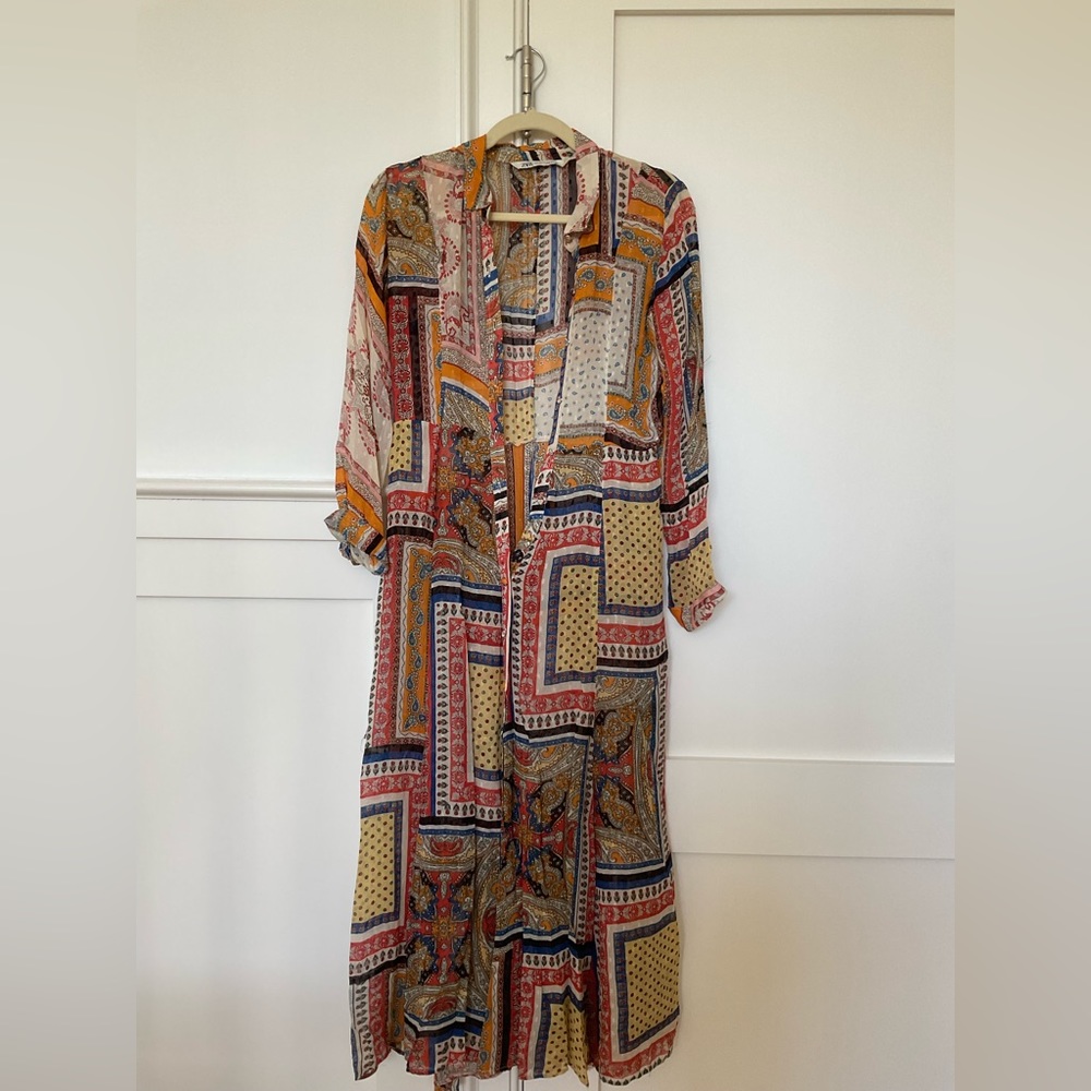 ZARA LONG PRINTED SWISS DOT DRESS 5598/050 blouse style